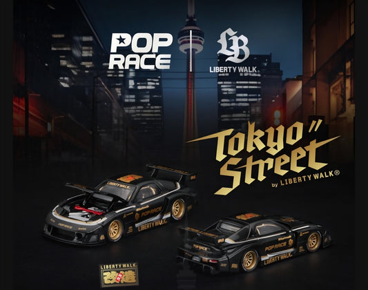 Poprace 1/64 LBWK Mazda RX-7 black Los Angeles Pop