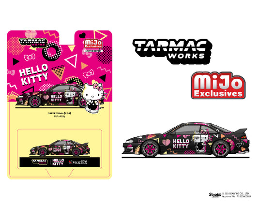 Tarmac Works 1:64 Vertex Nissan Silvia S14 Hello Kitty Special Limited Edition – Black Chrome – Mijo Exclusive