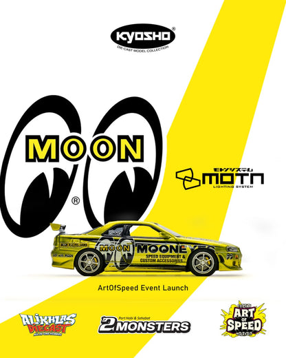 Kyosho MOTN 1/64 Art of Speed Malaysia Limited Nissan Skyline R34 Mooneyes