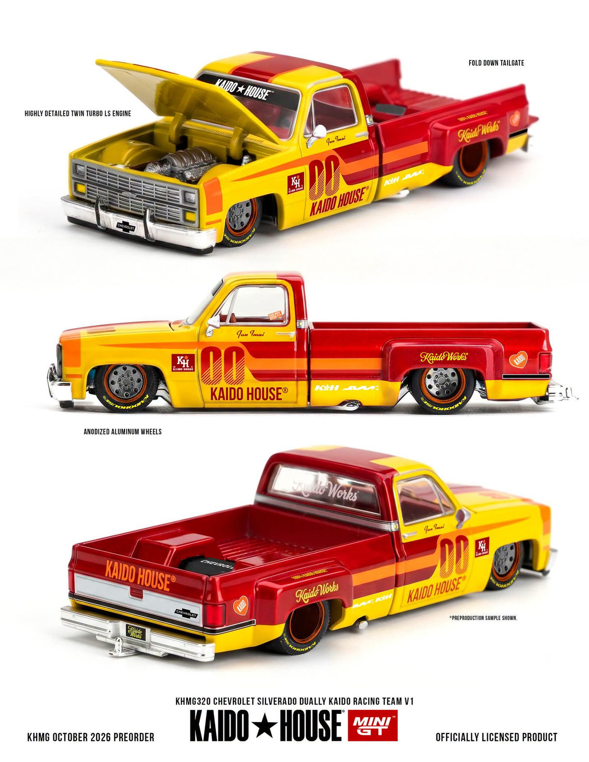 Kaido House x Mini GT 1:64 Chevrolet Silverado Dually Kaido Racing Team V1