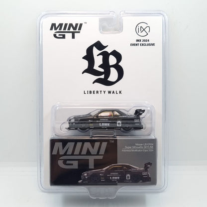 MINI GT 1/64 NISSAN LB-ER34 SUPER SILHOUETTE SKYLINE IMX 2024 EVENT EXCLUSIVE with T-shirt
