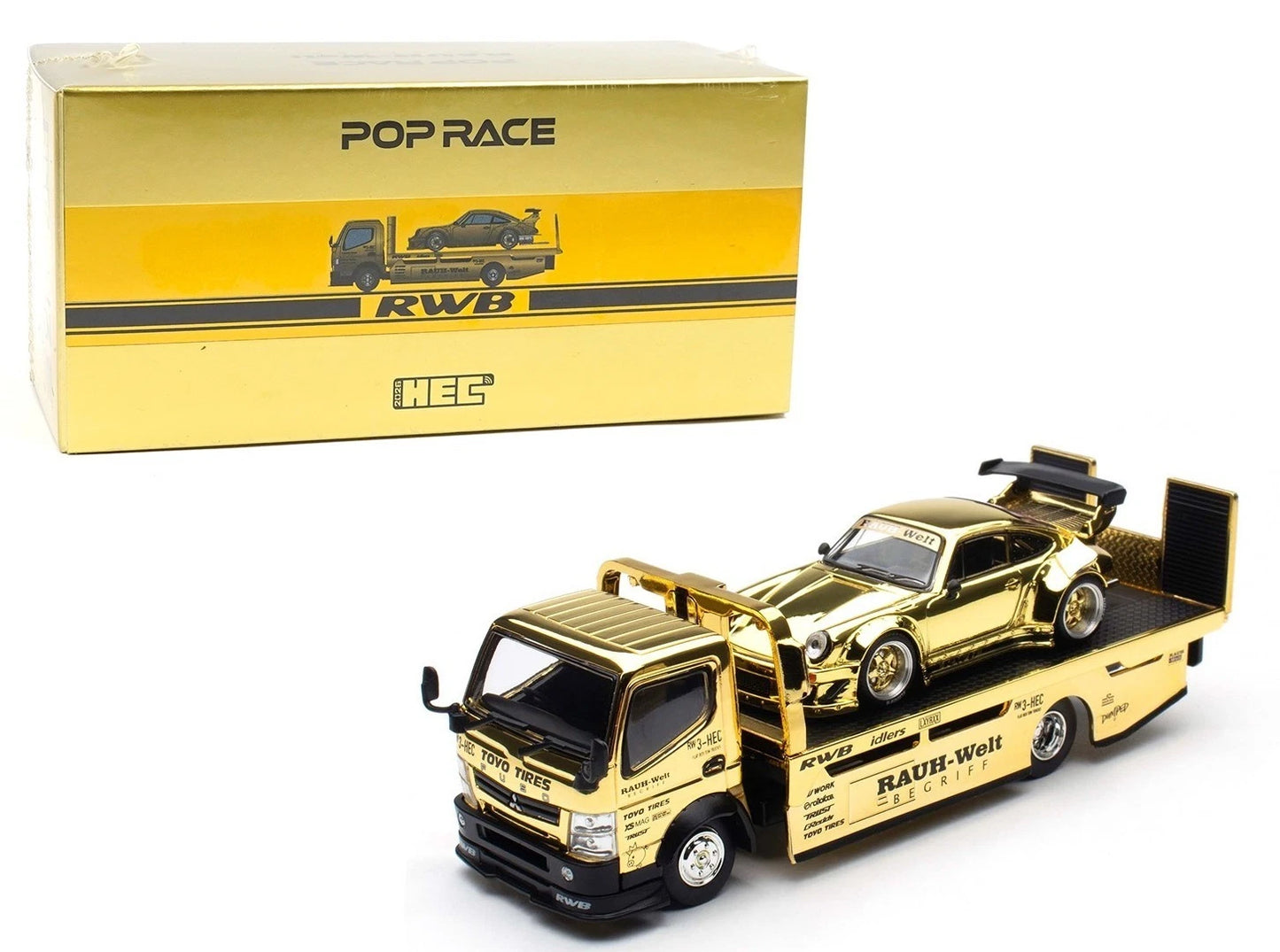 Poprace 1/64 Porsche RWB 930 FUSO Truck Gold Chrome Set HEC Beijing China 2026 Event Car