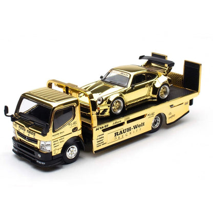Poprace 1/64 Porsche RWB 930 FUSO Truck Gold Chrome Set HEC Beijing China 2026 Event Car