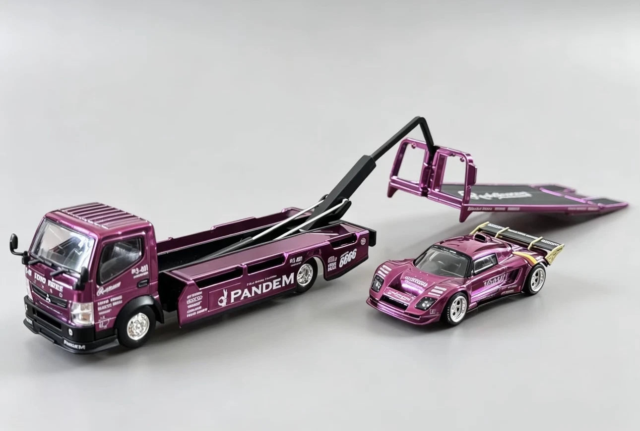 HEC2026 POP RACE 1/64 PANDEM ロータスエリーゼ 積載 Poprace 1/64 Pandem Lotus Elise Pandem Truck Box Set Purple Chrome