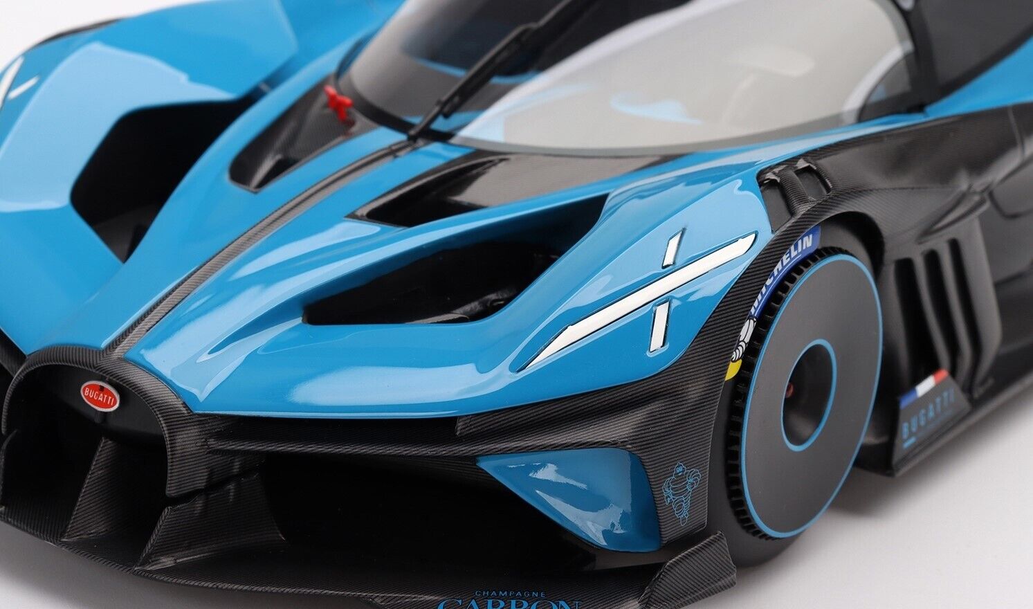Top Speed 1:18 Bugatti Bolide Blue Carbon Launch Version – DiecastTalk