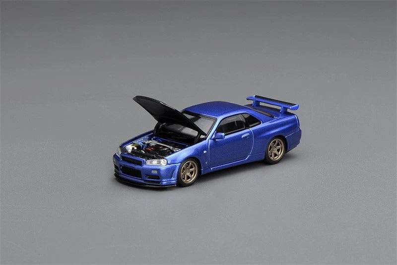 MotorHelix 1/64 Nissan Skyline GT-R R34 V-SPEC II CUSTOMIZED BAYSIDE BLUE