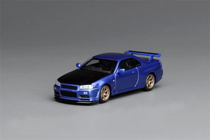 MotorHelix 1/64 Nissan Skyline GT-R R34 V-SPEC II CUSTOMIZED BAYSIDE BLUE