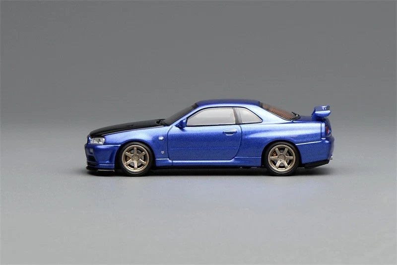 MotorHelix 1/64 Nissan Skyline GT-R R34 V-SPEC II CUSTOMIZED BAYSIDE BLUE