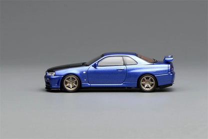 MotorHelix 1/64 Nissan Skyline GT-R R34 V-SPEC II CUSTOMIZED BAYSIDE BLUE