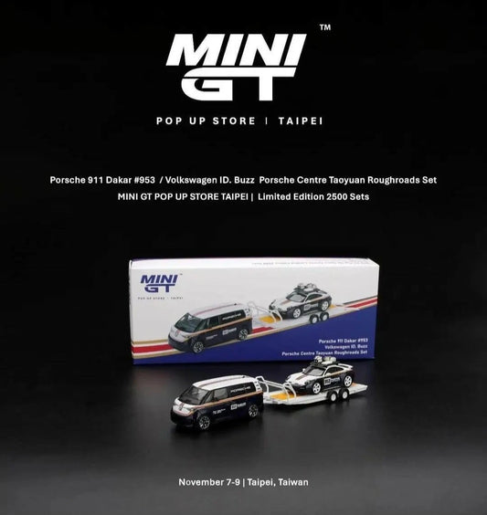 Mini GT 1/64 POP UP STORE/TAIPEI Porsche 911 Dakar/VW ID.Buzz #953 Set