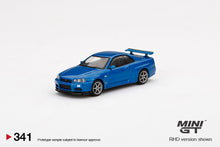 Load image into Gallery viewer, Mini GT 1:64 Mijo Exclusive Nissan Skyline GT-R (R34) V-Spec II Bayside Blue