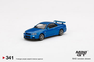 Mini GT 1:64 Mijo Exclusive Nissan Skyline GT-R (R34) V-Spec II Bayside Blue