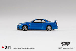 Mini GT 1:64 Mijo Exclusive Nissan Skyline GT-R (R34) V-Spec II Bayside Blue