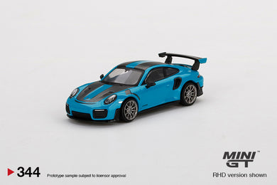MiniGT 1/64 Mijo Exclusives Porsche 991 GT2 RS Weissach Package Miami Blue