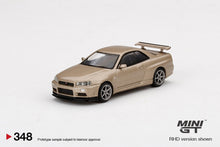 Load image into Gallery viewer, Mini GT 1:64 Mijo Exclusive Nissan Skyline GT-R R34 M Spec Silica Breath Bronz