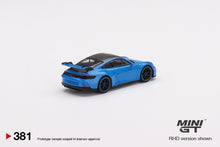 Load image into Gallery viewer, Mini GT 1:64 Mijo Exclusives Porsche 911 (992) GT3 Shark Blue