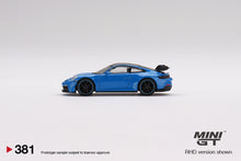 Load image into Gallery viewer, Mini GT 1:64 Mijo Exclusives Porsche 911 (992) GT3 Shark Blue