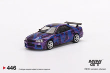 Load image into Gallery viewer, Nissan Skyline GT-R (R34) V-Spec II MINI GT Digital Camouflage Purple