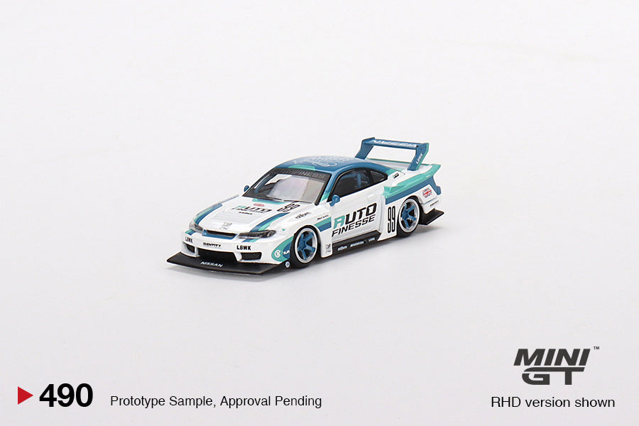 Mini GT 1:64 Nissan LB-Super Silhouette S15 SILVIA Auto Finesse – Mijo Exclusives USA Blister Packaging