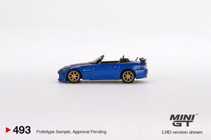 Mini GT 1:64 Honda S2000 (AP2) Mugen (Monte Carlo Blue Pearl) – MiJo Exclusives USA Blister Packaging