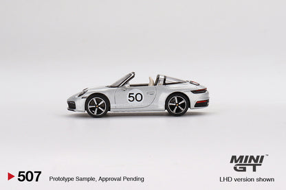 Mini GT 1:64 Porsche 911 Targa 4S Heritage Design Edition (GT Silver Metallic) (RHD)