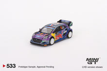 Load image into Gallery viewer, Mini GT 1:64 Ford Puma Rally1 #19 M-Sport Ford WRT 2022 Rally MonteCarlo Winner – Blue – Mijo Exclusives