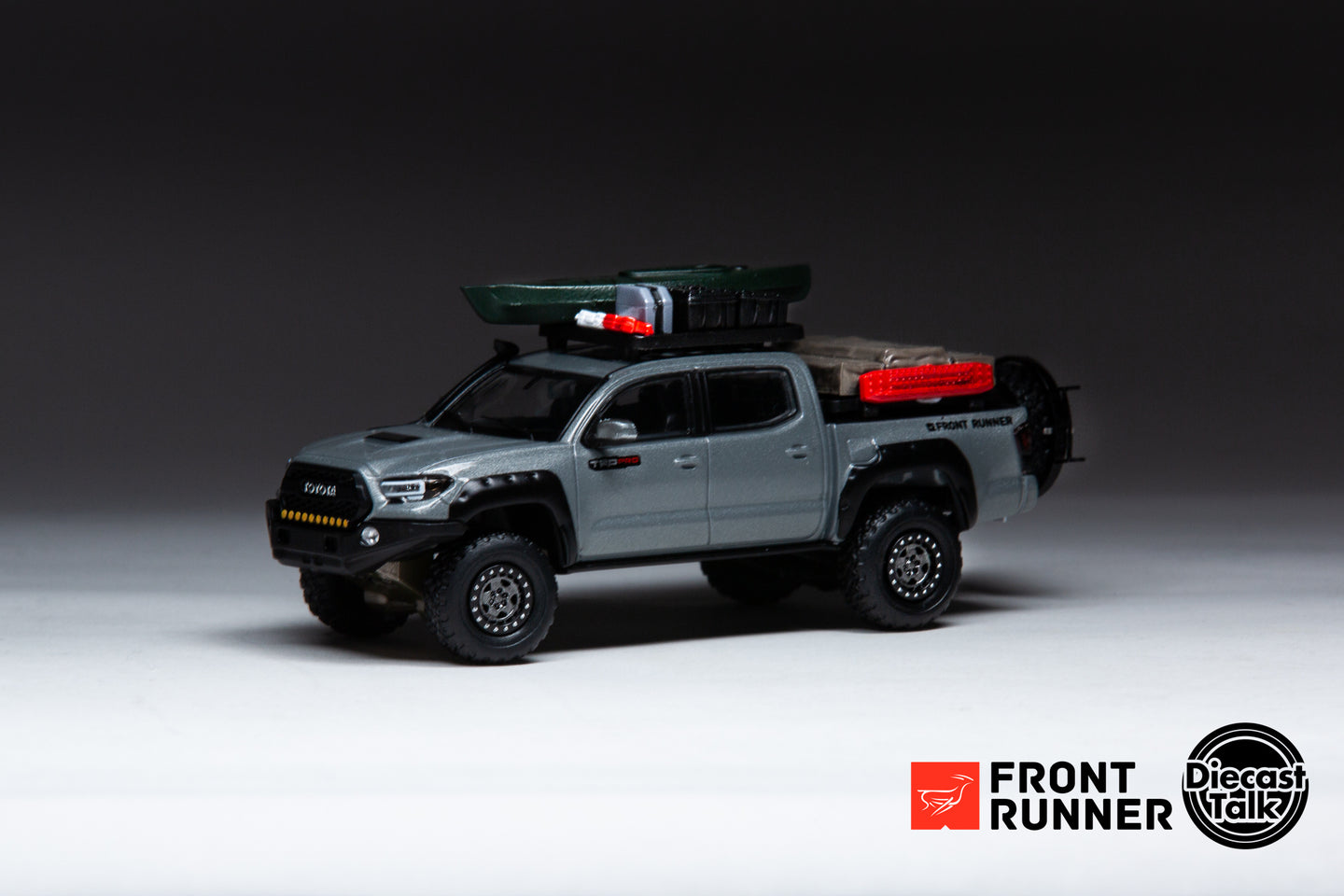 DiecastTalk x Front Runner 1/64 Toyota Tacoma TRD PRO Overland Cement Grey Ltd 804pcs