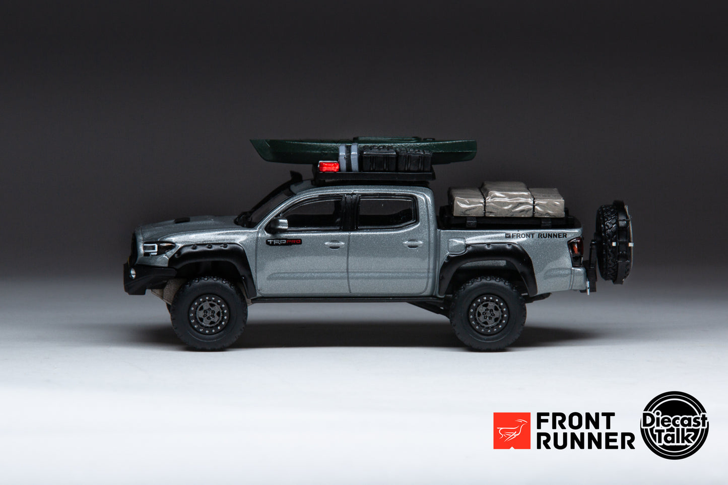 DiecastTalk x Front Runner 1/64 Toyota Tacoma TRD PRO Overland Cement Grey Ltd 804pcs