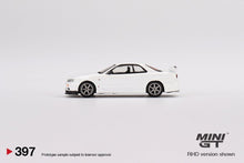 Load image into Gallery viewer, Mini GT 1:64 Mijo Exclusive Nissan Skyline GT-R (R34) V-Spec N1 White