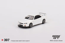 Load image into Gallery viewer, Mini GT 1:64 Mijo Exclusive Nissan Skyline GT-R (R34) V-Spec N1 White