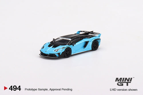 (Preorder) Mini GT 1:64 Lamborghini LB-Silhouette WORKS Aventador GT EVO – Baby Blue – Mijo Exclusive USA