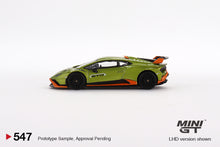 Load image into Gallery viewer, (Preorder) Mini GT 1:64 Lamborghini Huracán STO – Verde Citrea – Mijo Exclusives