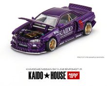 Load image into Gallery viewer, Kaido House x Mini GT 1:64 Nissan Skyline GT-R (R34) Kaido Works V1 (Purple) Limited Edition