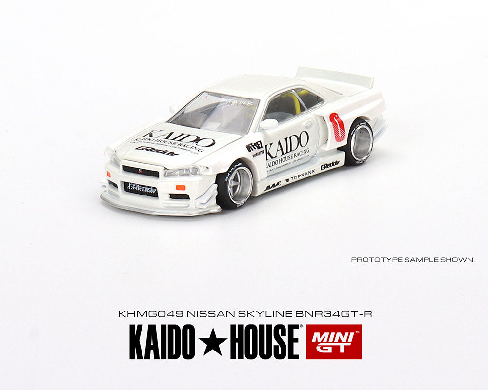 Kaido House x Mini GT 1:64 Nissan Skyline GT-R (R34) Kaido Works V1 (white) Limited Edition