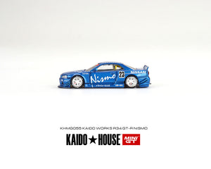 Kaido House x Mini GT 1:64 Nissan Skyline GT-R (R34) Kaido Works V3 – Blue – Limited Edition