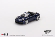 Load image into Gallery viewer, Mini GT 1:64 Mijo Exclusives USA Porsche 911 Targa 4S Gentian Blue Metallic Limited Edition