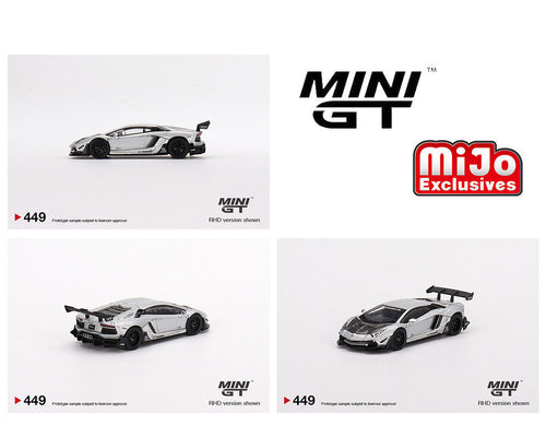 Mini GT 1:64 LB★WORKS Lamborghini Aventador Limited Edition Matt Silver – Mijo Exclusive USA