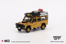 Load image into Gallery viewer, Mini GT 1:64 Mijo Exclusives Land Rover Defender 110 1989 Camel Trophy Amazon Team France