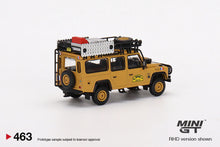 Load image into Gallery viewer, Mini GT 1:64 Mijo Exclusives Land Rover Defender 110 1989 Camel Trophy Amazon Team France