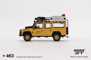 (Preorder) Mini GT 1:64 Mijo Exclusives Land Rover Defender 110 1989 Camel Trophy Amazon Team France