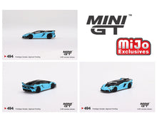 Load image into Gallery viewer, Mini GT 1:64 Lamborghini LB-Silhouette WORKS Aventador GT EVO – Baby Blue – Mijo Exclusive USA