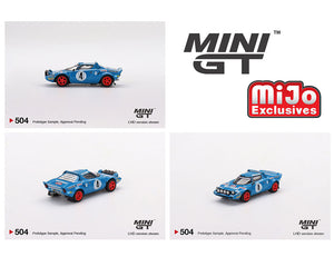 Mini GT 1:64 Lancia Stratos HF 1979 Rally MonteCarlo Winner #4 (Blue) – MiJo Exclusives USA