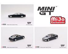 Load image into Gallery viewer, (Preorder) Mini GT 1:64 Mercedes-Maybach S680 Cirrus Silver / Nautical Blue metallic