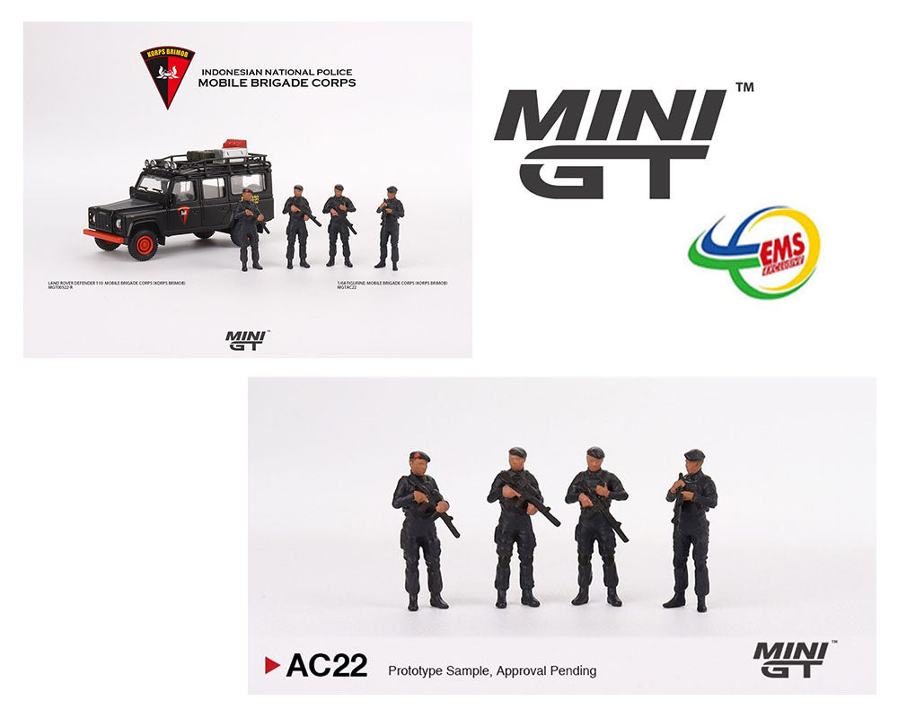 Mini GT 1:64 Indonesia EMS Exclusive Figurine Mobile Brigade Corps ( KORPS BRIMOB ) Indonesia Police Figures Set