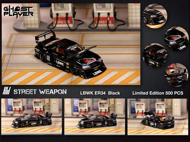 Street Weapon x Ghost Player 1/64 Nissan Skyline GT-R (R34) LBWK ER34 Black