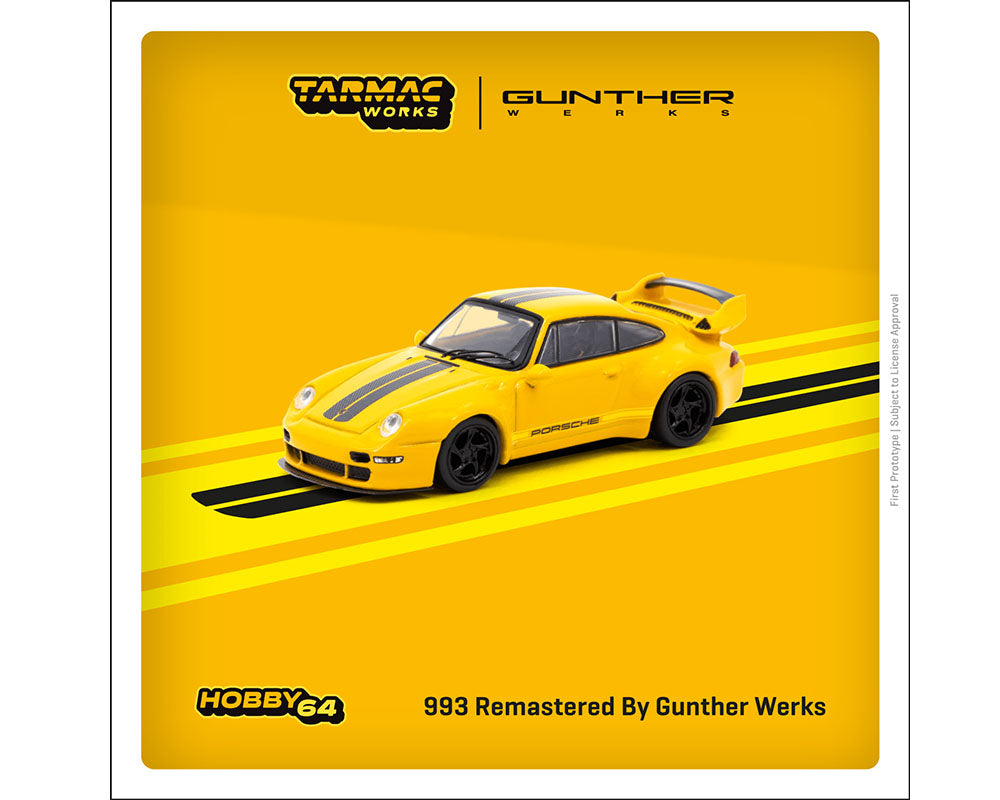 Tarmac Works 1:64 Porsche 993 Remastered By Gunther Werks (Yellow) – Hobby64