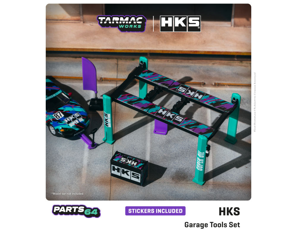 Tarmac Works 1:64 HKS Garage Tool Set 4-Post Lift With Stickers – Parts64
