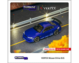 Tarmac Works 1:64 VERTEX Nissan Silvia S15 (Blue Metallic) – Global64