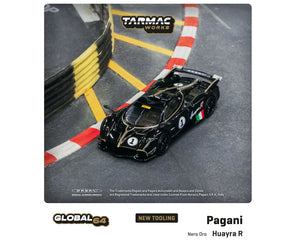 Tarmac Works 1:64 Global64 Pagani Huayra R Nero Oro New Tooling !
