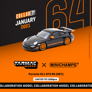 Tarmac Works x Minichamps 1:64 Porsche 911 GT3 RS (997) Black *** Limited to 1500pcs ***